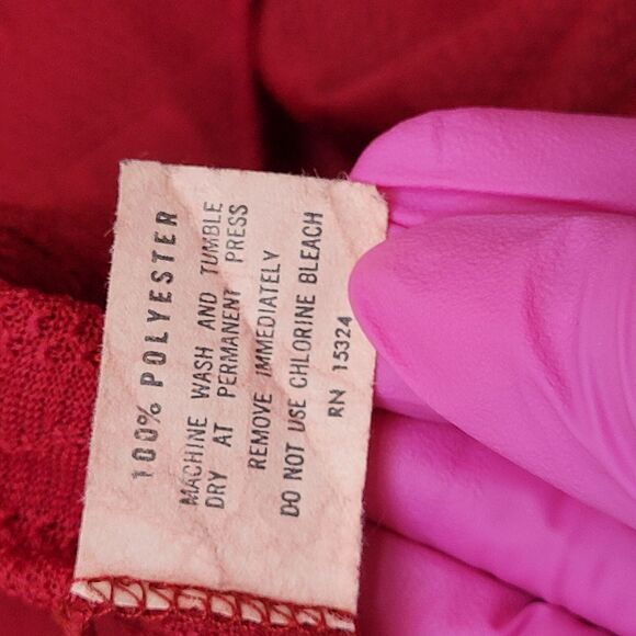 Vintage 70s Disco Hippie Button Shirt M/L 21x29 Red Textured - Picture 11 of 13